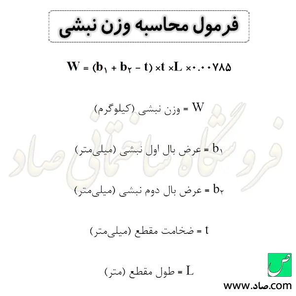 فرمول محاسبه وزن نبشی