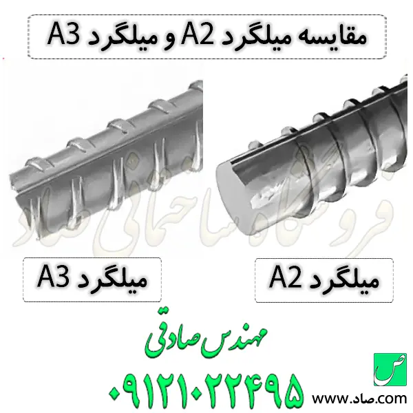 مقایسه میلگرد A2 و میلگرد A3